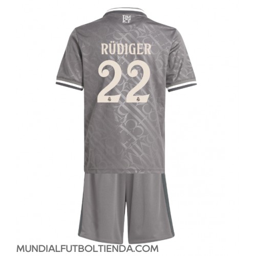 Camiseta Real Madrid Antonio Rudiger #22 Tercera Equipación Replica 2024-25 para niños mangas cortas (+ Pantalones cortos)